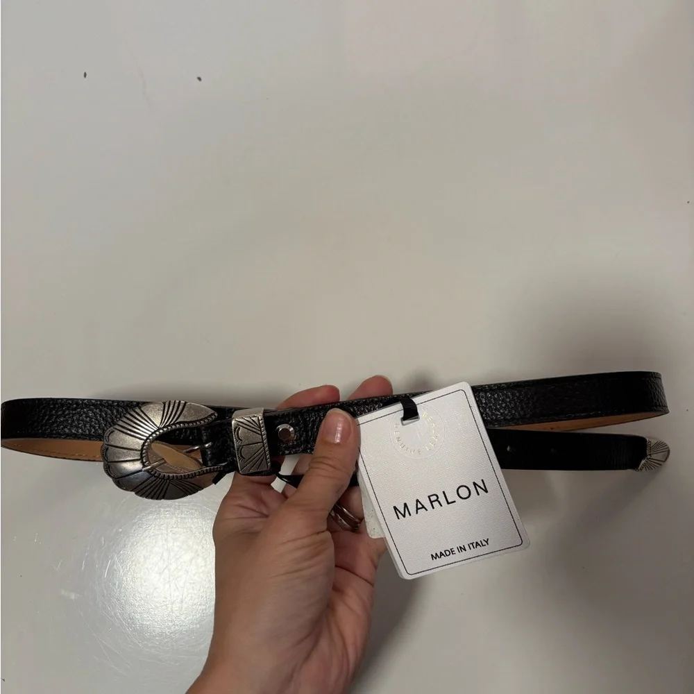 MARLON black Made In Italy Leather Buckle Belt